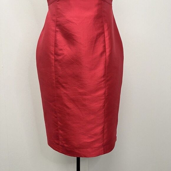 Kay Unger Silk Strapless Mini Dress Sheath Red Size 2 - Picture 3 of 14
